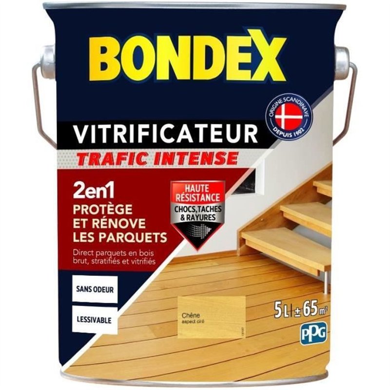 Vitrificateur trafic intense - BONDEX - Chene cire satin - 5 L