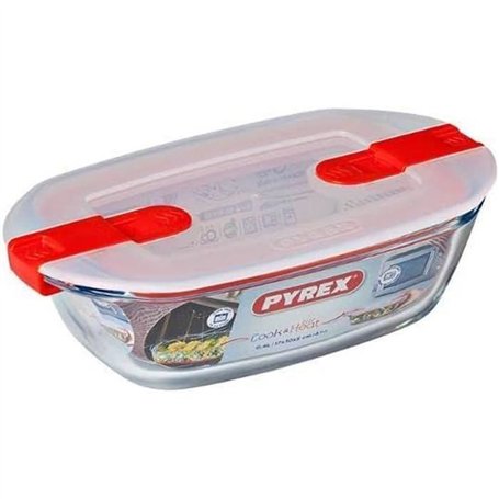 Boîte rectangulaire avec couvercle - PYREX - 1451023 - 17 x 10 cm - 400 ml - Cook & Heat - Base en verre borosilicate