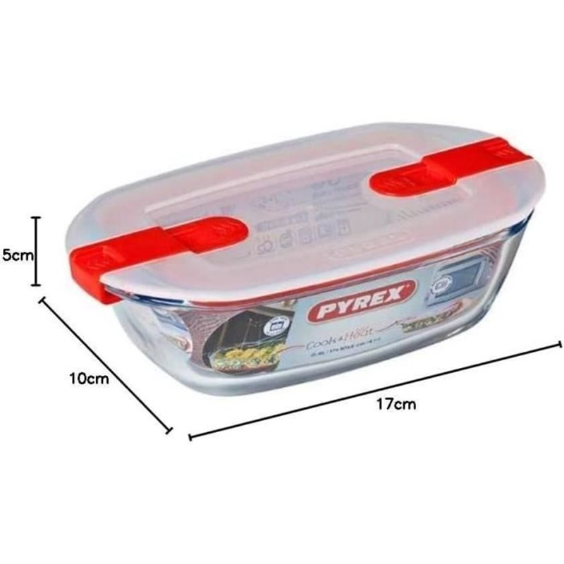 Image secondaire de Boîte rectangulaire avec couvercle - PYREX - 1451023 - 17 x 10 cm - 400 ml - Cook & Heat - Base en verre borosilicate