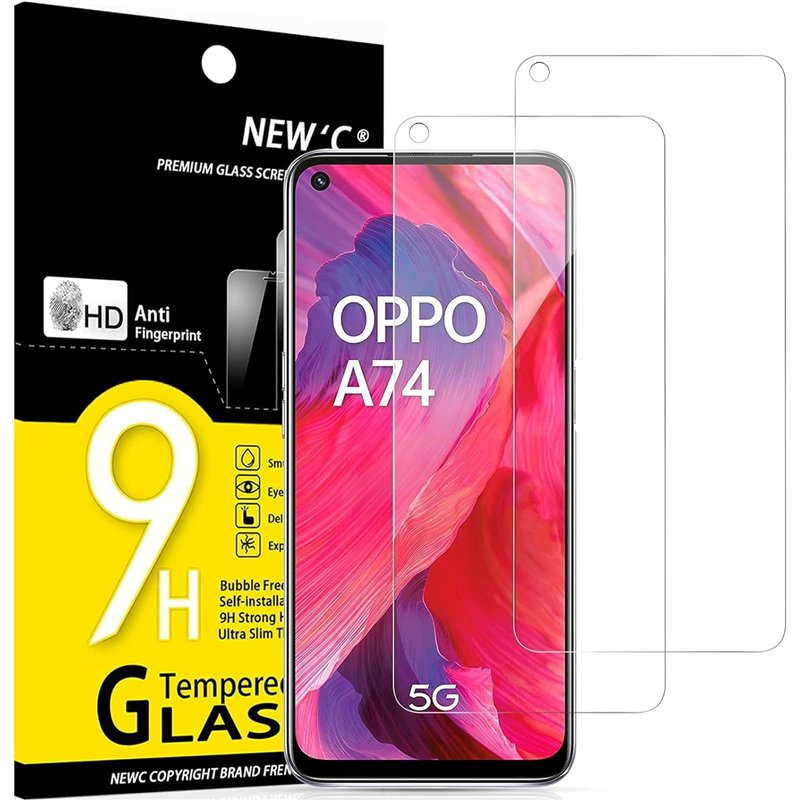 NEW'C Lot de 2, Verre Trempé pour Oppo A54 5G, Oppo A74 5G, Film Protection écran efficace contre les Rayures - sans Bulles - Ul