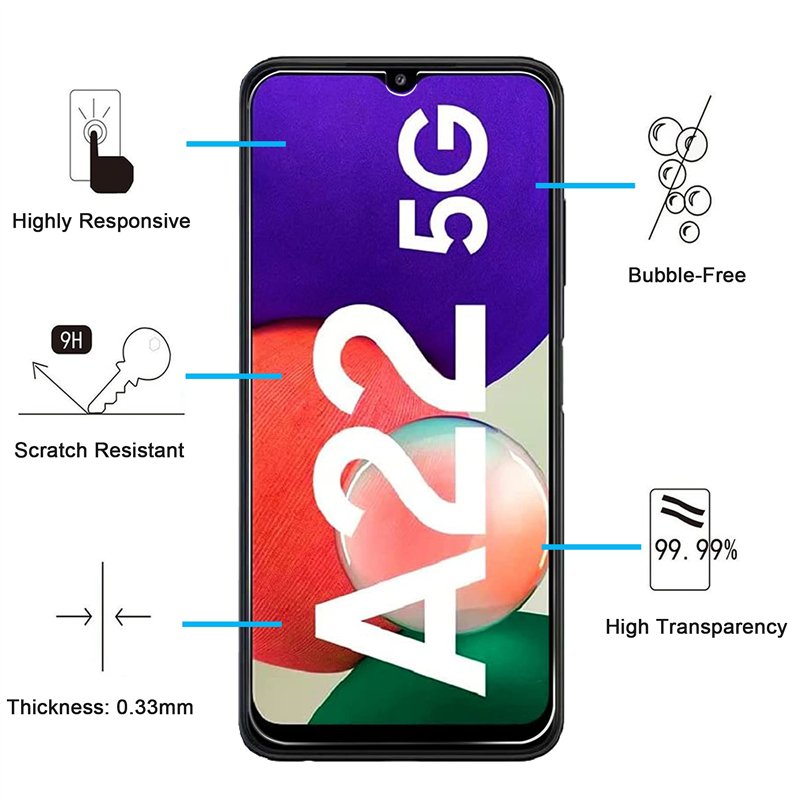 Image secondaire de NEW'C Lot de 2, Verre Trempé pour Samsung Galaxy A22 5G (Non pour Samsung A22 4G), Film Protection écran efficace contre les Ray