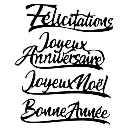Ideen mit Herz Lot de 4 Matrices de découpe Lettres de vœux | Dies Scrapbooking | Félicitations