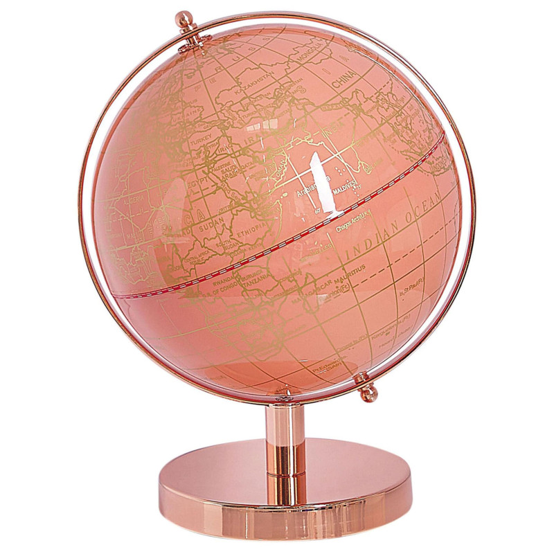 Globe Terrestre Rose pour Salon Chambre ou Bureau s'Adapte à Tout Type de Décoration d'Intérieur Moderne et Traditionnel Beliani