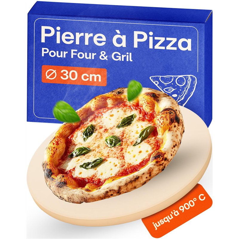 Praknu Pierre a Pizza pour Four - Rond 30cm - Pierre Pizza en Cordiérite à Four et Barbecue - Pour Pizzas Croustillantes