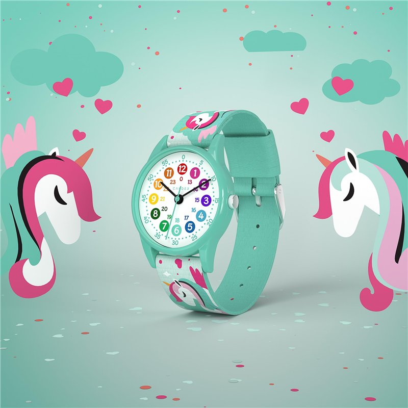 Image secondaire de Cander Berlin MNA 1530 E Montre pour enfant, filles, motif licorne, pour l’apprentissage, turquoise, étanche, Turquoise