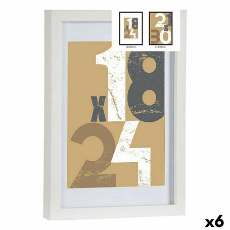 Cadre photo 668826-WHITE Blanc verre Bois MDF (6 Unités)