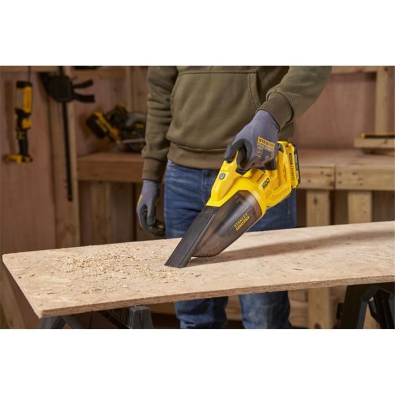 Image secondaire de Aspirateur a main sans fil - 18V - 45 Air Watts, 1300 L/min, 500 ml - Gamme V20 - STANLEY FATMAX, SFMCVH001B-XJ