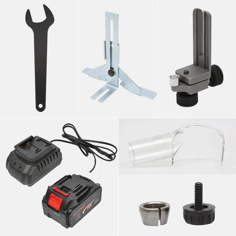 Image secondaire de KATSU Affleureuse à Bois Défonceuse sans Fil 18V avec 3 Pinces de 6 mm, 8 mm et 10 mm + Batterie 4,0 Ah et Chargeur