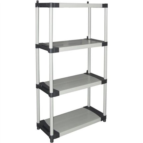 Étagere plastique - TOOD - 4 tablettes - Charge 80 kg par tablette - 80x40x168 cm - Noir/gris
