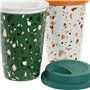 Tasse mug DKD Home Decor Terrazo Silicone Porcelaine (400 ml) (4 pcs)