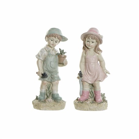 Figurine Décorative DKD Home Decor Bleu Rose Résine Enfant (18 x 15 x 41 cm) (2 pcs)