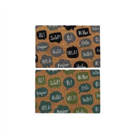 Paillasson DKD Home Decor Noir Gris Marron Caoutchouc Menthe 2 Unités Fibres de coco (60 x 40 x 1