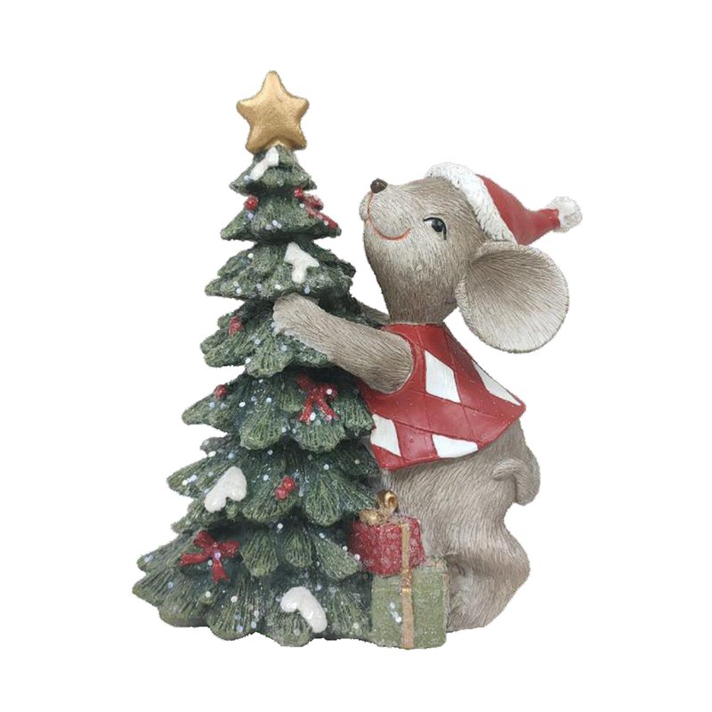 Image secondaire de Décorations de Noël DKD Home Decor Souris Résine (10 x 6,5 x 11 cm) (2 Unités)