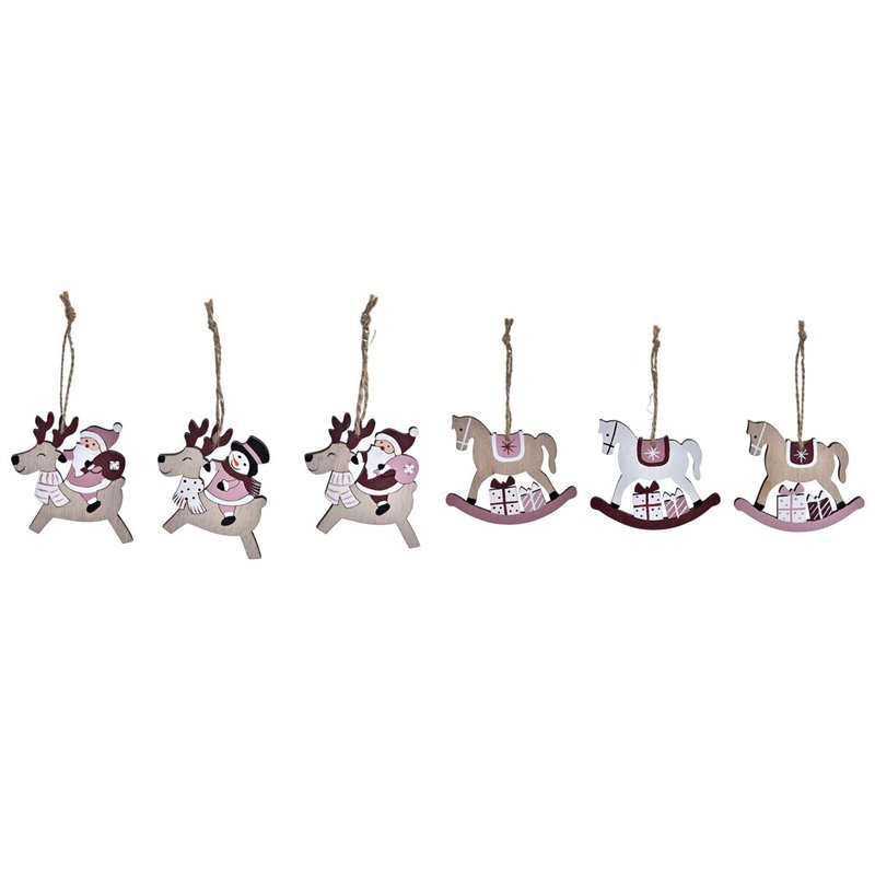 Ensemble Décorations de Noël DKD Home Decor Bois MDF (21 x 8,2 x 1,5 cm) (8 cm) (2 Unités)