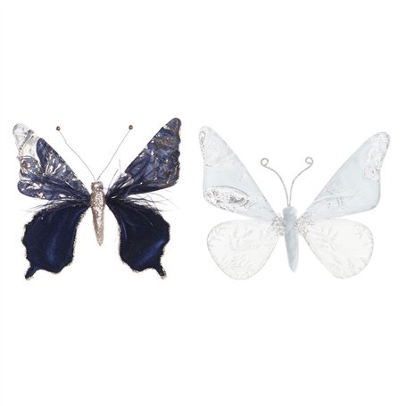 Décorations de Noël DKD Home Decor Polyester Papillon (2 Unités) (23 x 3 x 19 cm)