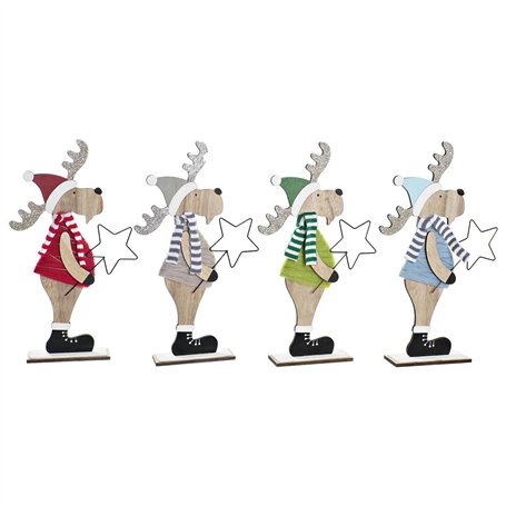 Décorations de Noël DKD Home Decor Bois Polyester Renne (5 x 22 x 41 cm) (4 Unités)