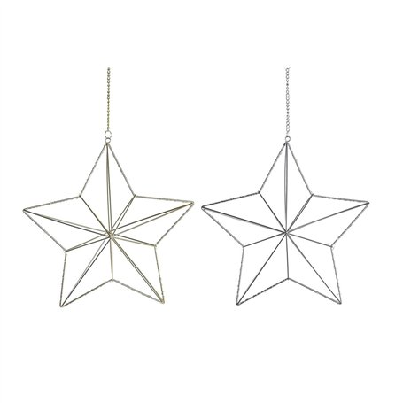 Décorations de Noël DKD Home Decor Métal Étoile (2 Unités) (30 x 11 x 30 cm)