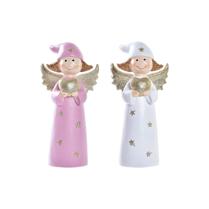 Décorations de Noël DKD Home Decor Porcelaine Ange (7 x 5 x 14 cm) (2 Unités)