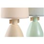 Lampe de bureau DKD Home Decor Tissu Polyester Vert Crème Grès 220 V 40 W (2 Unités) (16 x 16 x 27 cm)