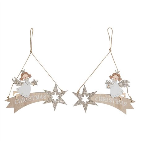 Décoration Suspendue DKD Home Decor Blanc Doré Bois 22