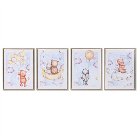 Cadre Home ESPRIT Bleu Marron Enfant 30 x 2 x 40 cm (4 Unités)