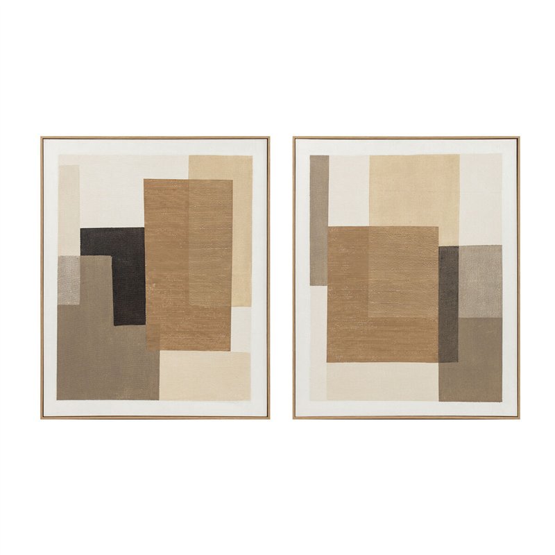 Cadre Home ESPRIT Marron Beige Abstrait Urbaine 80 x 4,5 x 100 cm (2 Unités)