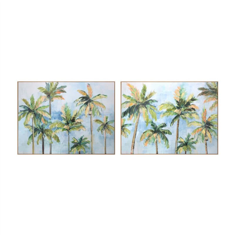 Cadre Home ESPRIT Bleu Vert Palmiers Tropical 120 x 3,5 x 90 cm (2 Unités)