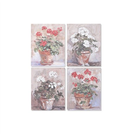 Cadre Home ESPRIT Blanc Marron Rouge Cottage 40 x 3 x 50 cm (4 Unités)