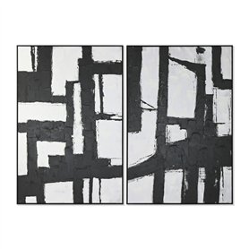 Cadre Home ESPRIT Blanc Noir Abstrait 123 x 4,3 x 183 cm (2 Unités) Cadre Home ESPRIT Blanc Noir Abstrait 123 x 4