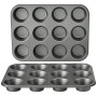 Amazon Basics Ronde moules à muffins en acier carbone antiadhésif, Lot de 2, Gris
