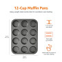 Amazon Basics Ronde moules à muffins en acier carbone antiadhésif, Lot de 2, Gris