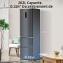 CHIQ Réfrigérateur Combiné avec 3 portes, Sans givre 282L,CID282NEIBE Double système inverter,Flux d'air multiples, Électronique