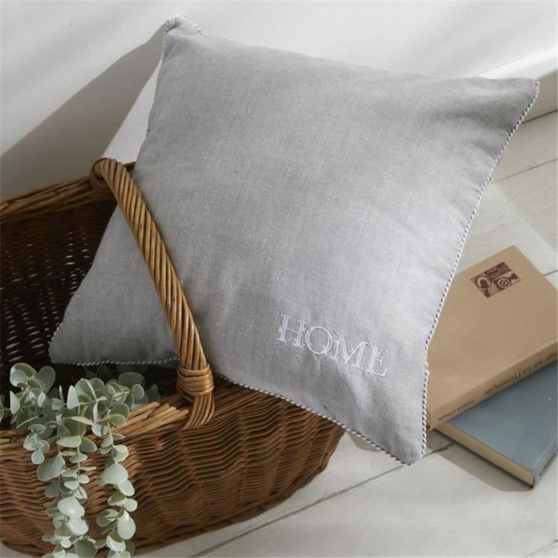 Image secondaire de Coussin - TODAY - CHARME - Chambray x Petite broderie Capucine - 40 x 40 cm