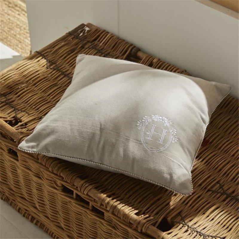 Coussin - TODAY - CHARME - Chambray x Petite broderie Berenice - 40 x 40 cm