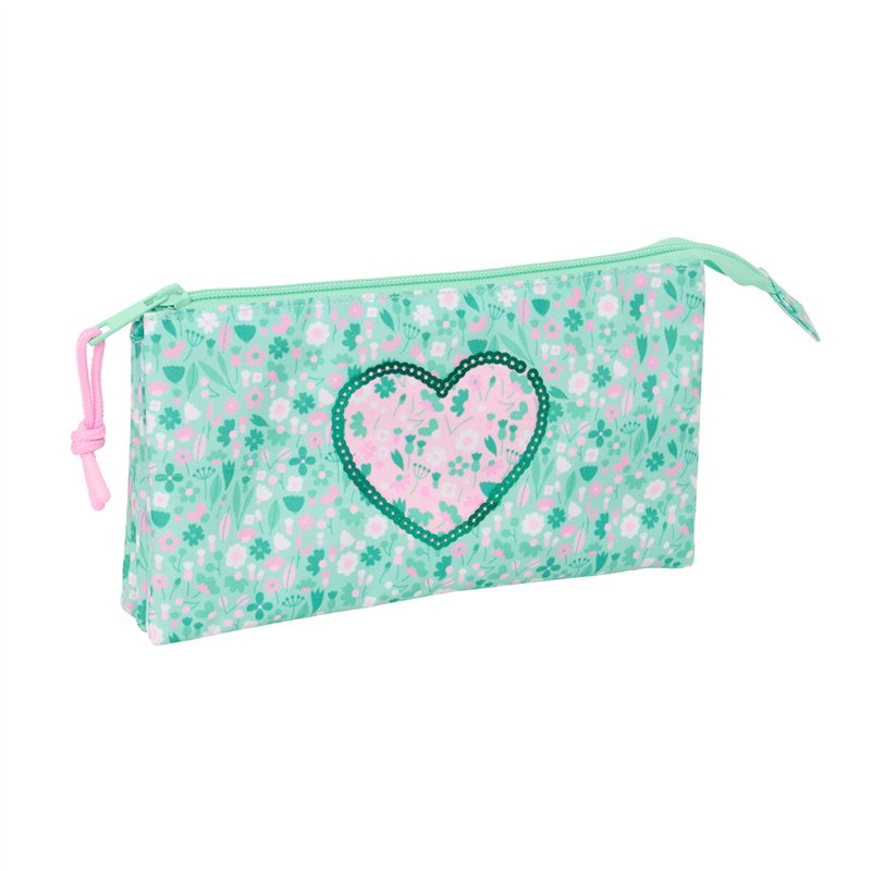 Trousse Fourre-Tout Triple Safta Cuore Menthe 22 x 12 x 3 cm
