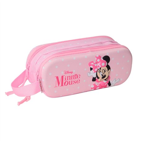 Trousse Fourre-Tout Double Minnie Mouse Rose 21 x 8 x 6 cm 3D