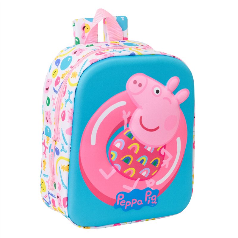 Sac à dos enfant Peppa Pig Bleu Blanc Rose 22 x 27 x 10 cm 3D