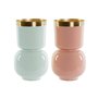 Vase DKD Home Decor Vert Doré Corail Fer Laqué 18 x 18 x 31 cm (2 Unités)