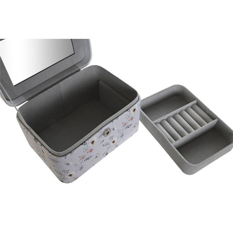 Image secondaire de Boîte à bijoux DKD Home Decor Bleu Gris Camel Rose clair Polyuréthane Miroir 17 x 12 x 10 cm (2 Unités)