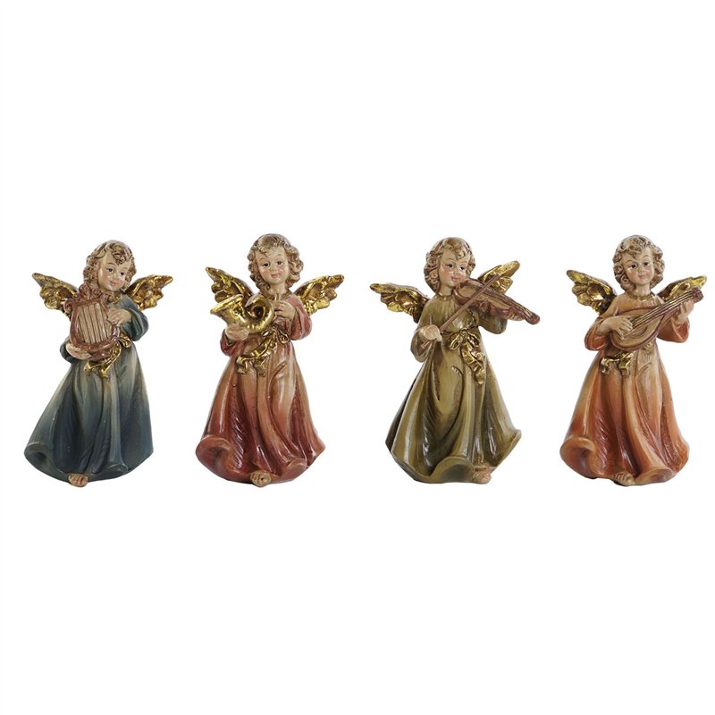 Décorations de Noël DKD Home Decor Multicouleur Ange 6 x 3,9 x 9,8 cm (4 Unités)