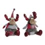 Décorations de Noël DKD Home Decor Rouge Gris Renne 27 x 19 x 32 cm (2 Unités)