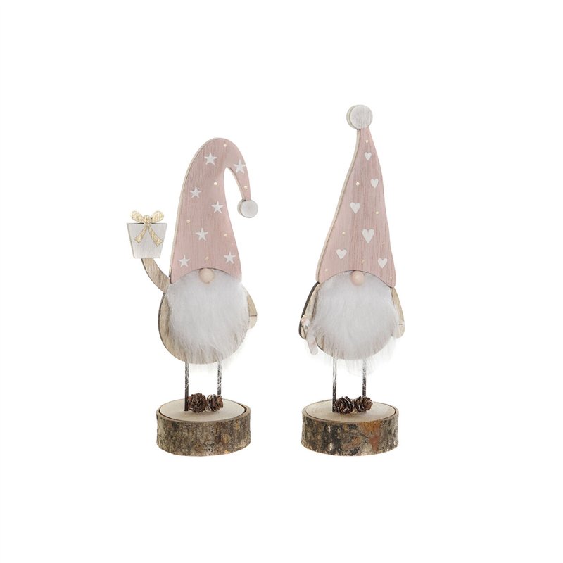 Décorations de Noël DKD Home Decor Naturel Rose clair Gnome 10 x 8 x 23,5 cm (2 Unités)