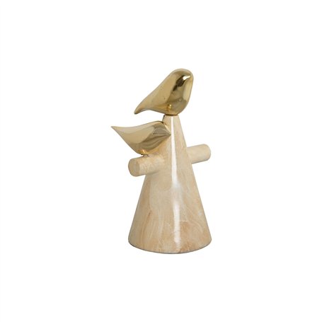 Figurine Décorative Home ESPRIT Doré Ivoire Oiseaux Romantique 16