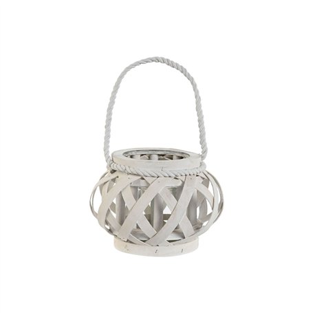 Bougeoir Home ESPRIT Blanc Bois Verre 18 x 18 x 13 cm