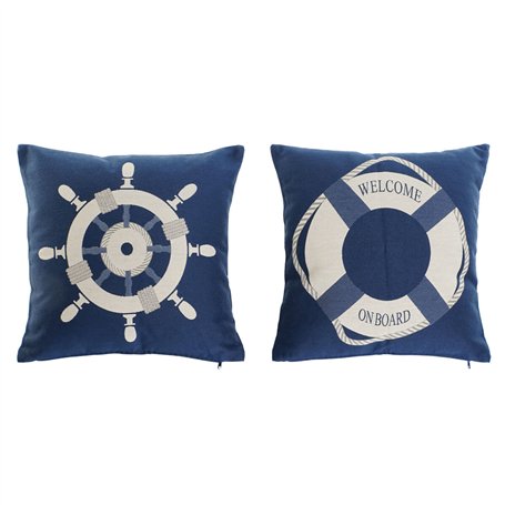 Coussin Home ESPRIT Bleu Blanc 45 x 10 x 45 cm (2 Unités)