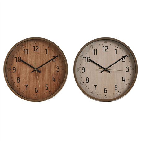 Horloge Murale Home ESPRIT Marron Naturel PVC Bois 30 x 4 x 30 cm (2 Unités)