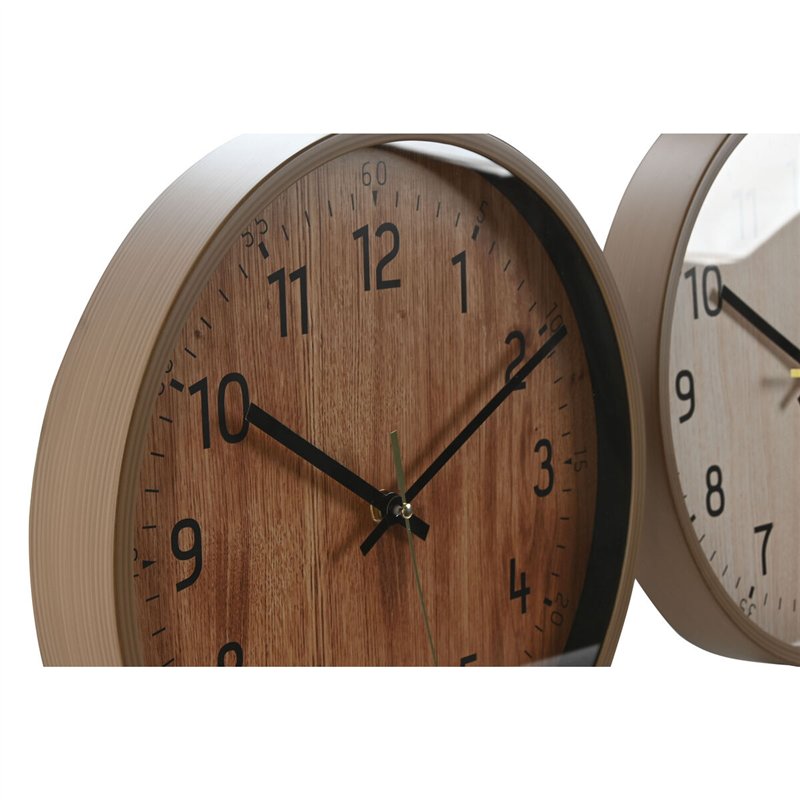 Image secondaire de Horloge Murale Home ESPRIT Marron Naturel PVC Bois 30 x 4 x 30 cm (2 Unités)