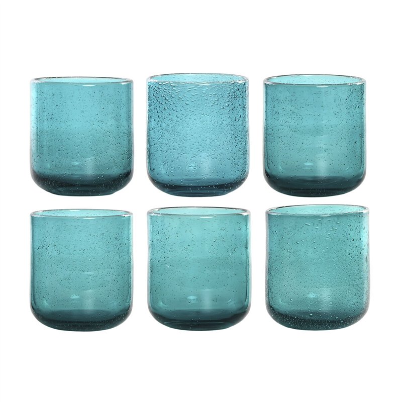 Set de Verres Home ESPRIT Turquoise Verre 320 ml (6 Unités)