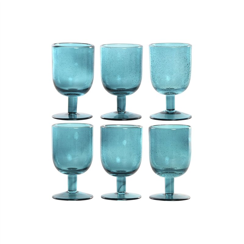 Set de Verres Home ESPRIT Turquoise Verre 300 ml (6 Unités)