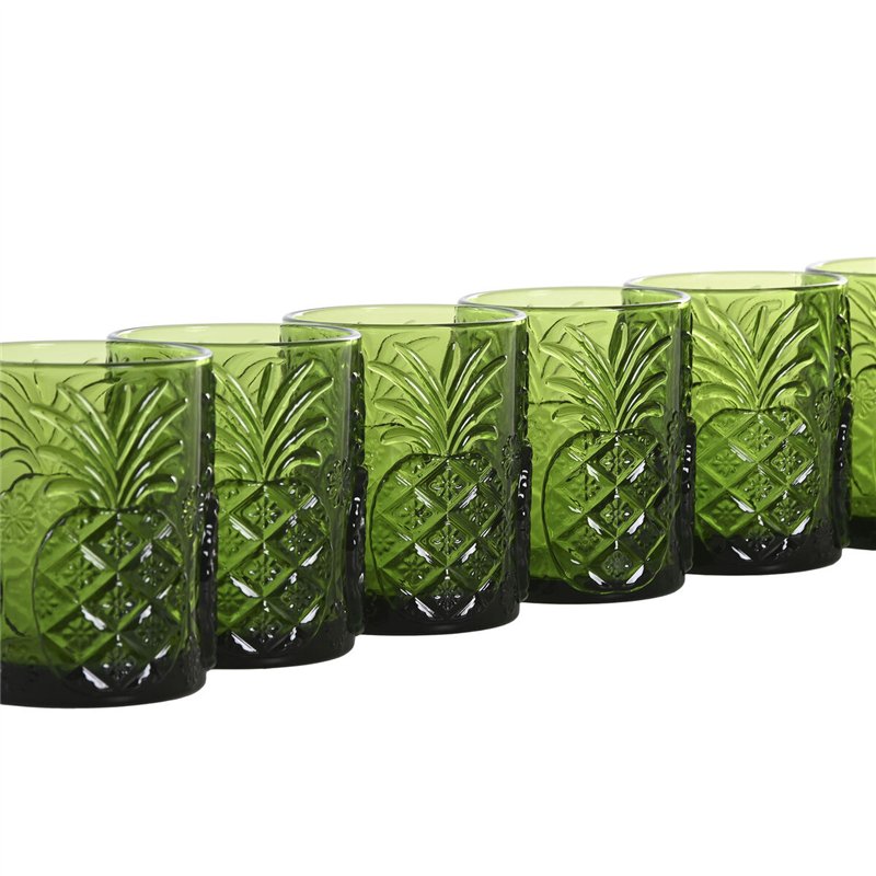 Image secondaire de Set de Verres Home ESPRIT Vert Verre Avec relief 300 ml (6 Unités)